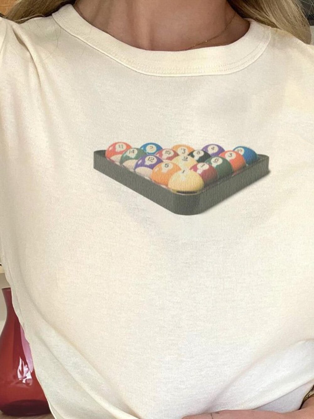Pool Table Graphic Baby Tee 🎱✨ | Slim Fit Women’s Shirt | Retro Game Aesthetic